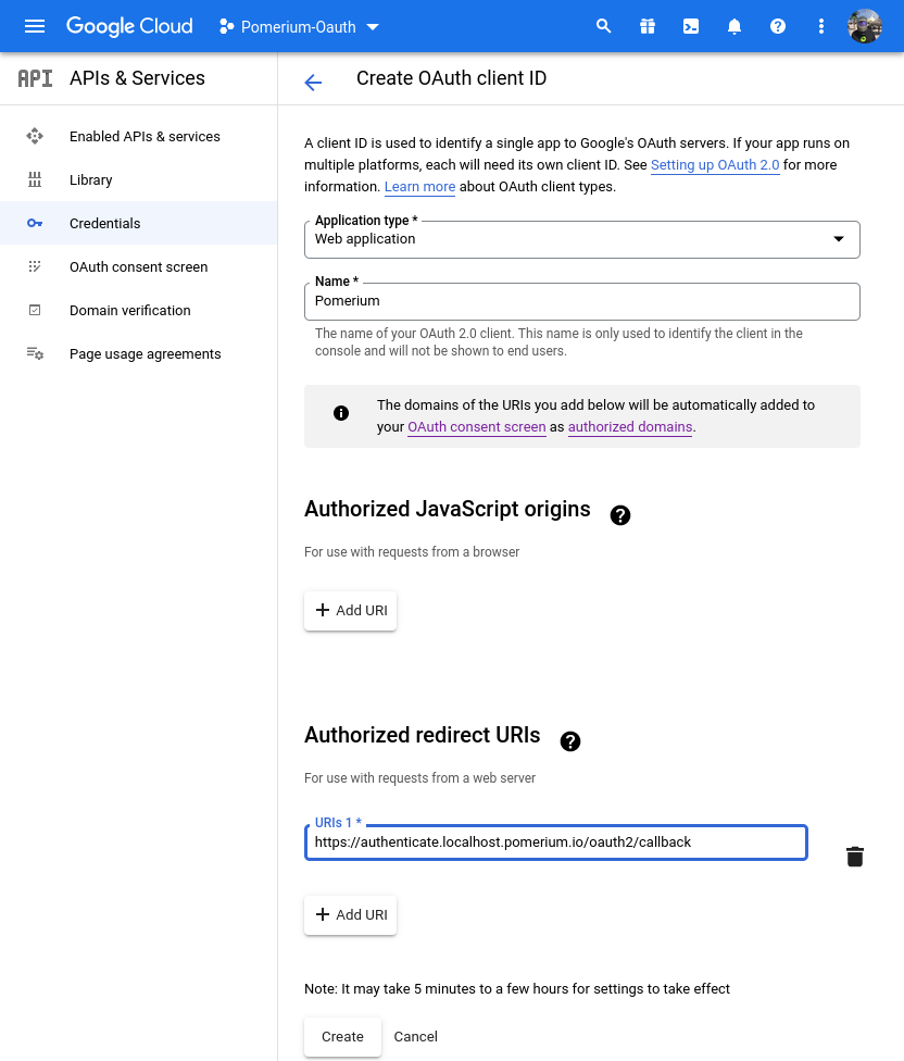 Web App Credentials Configuration